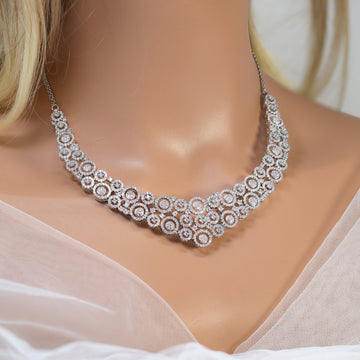 Cz Bridal V shaped Elegance Chocker Necklace Set , Long Bridal Jewelry, Bridal Necklace, Statement Necklace Cz Necklace Set.